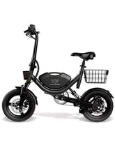 Foldable Electric Bike for Adults with 500W motor, 36V 8AH battery, 35 KM/H top speed, 19–35 KM range, 14" tires, dual suspension, disc brakes, lightweight carbon alloy frame, and storage basket for commuting.